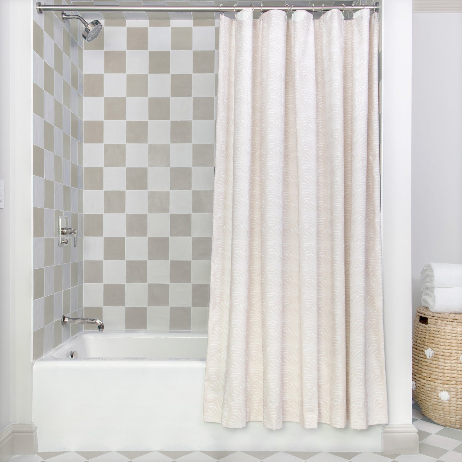 Subtle Botanical Line Printed Commercial Shower Curtains