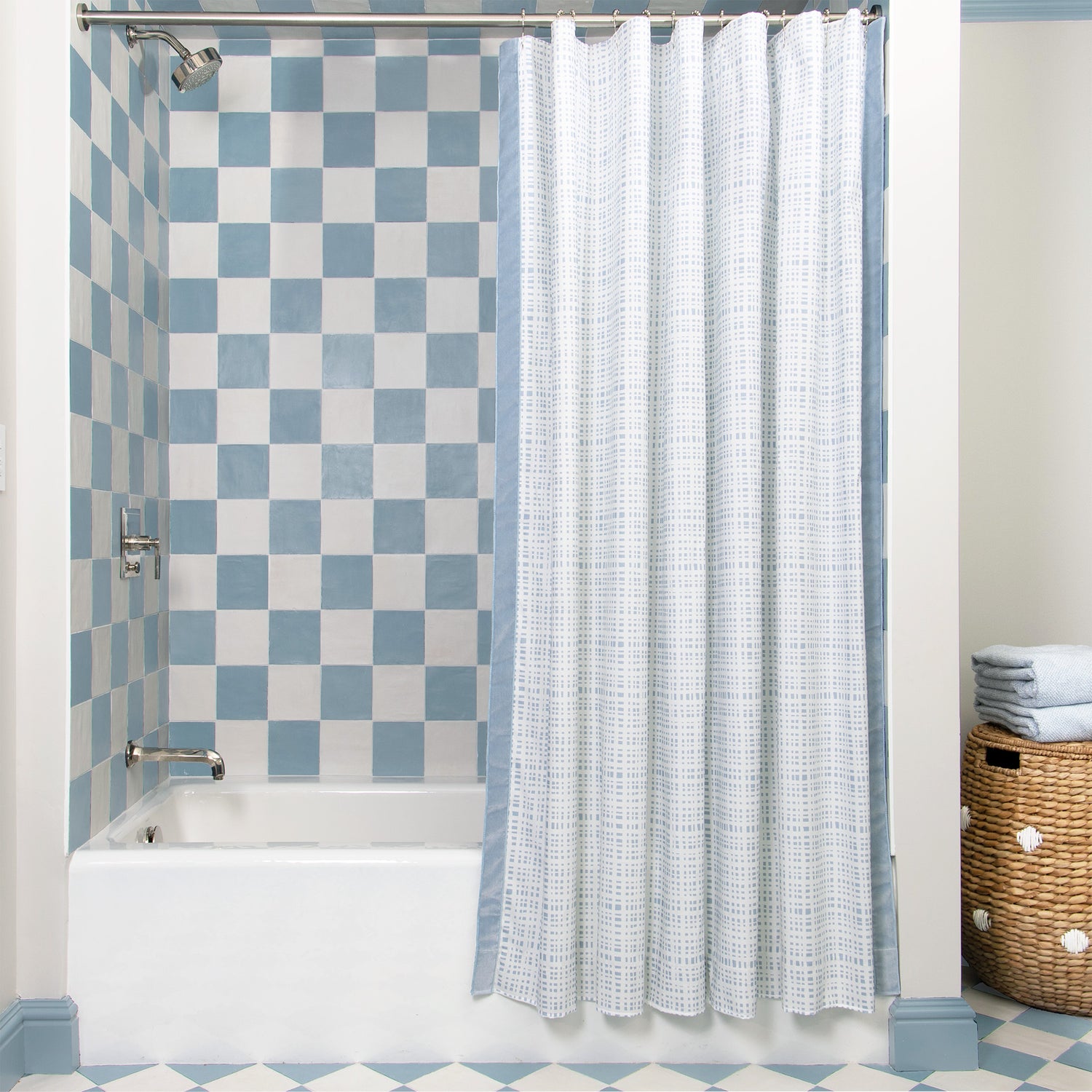 Subtle Botanical Line Printed Commercial Shower Curtains