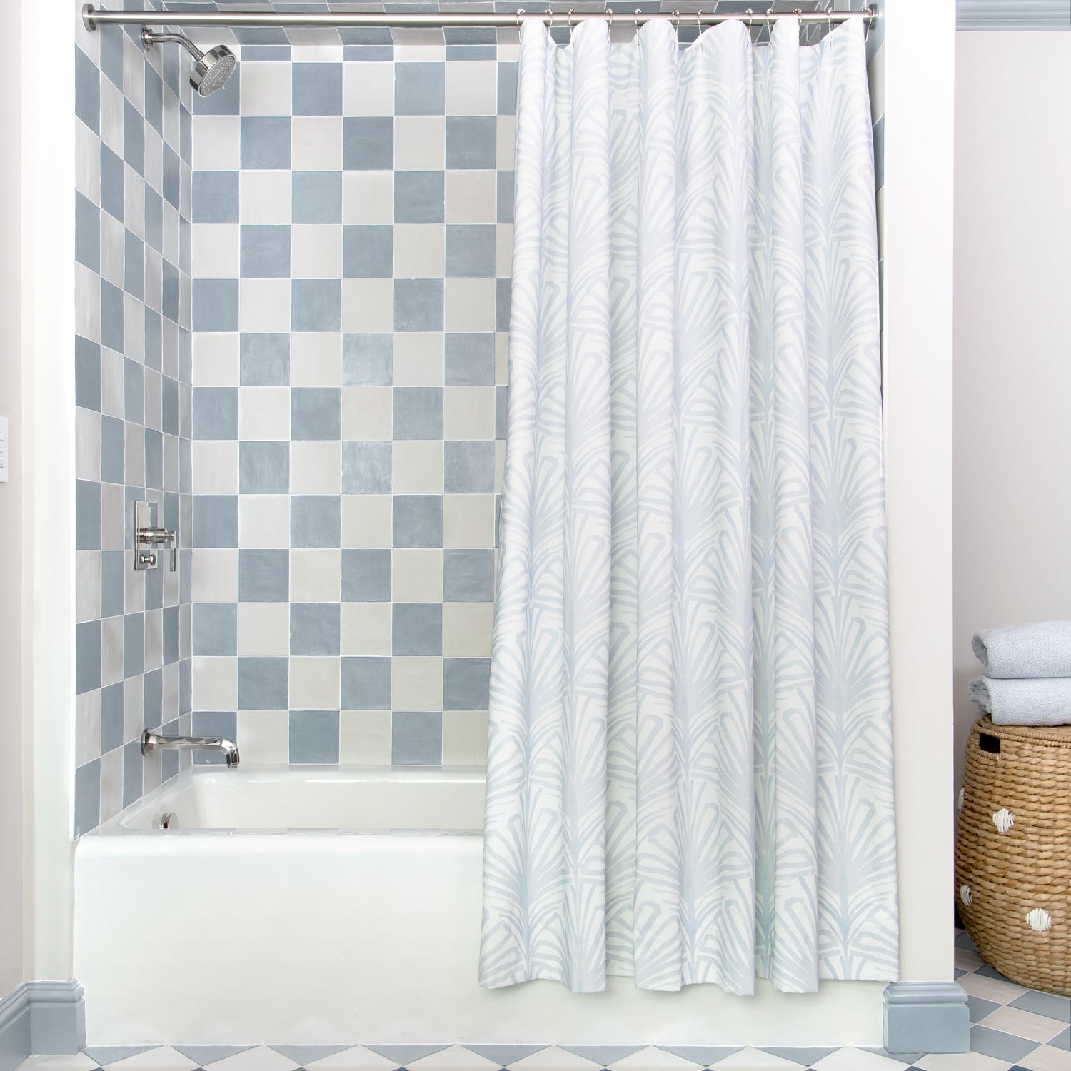 Subtle Botanical Line Printed Commercial Shower Curtains