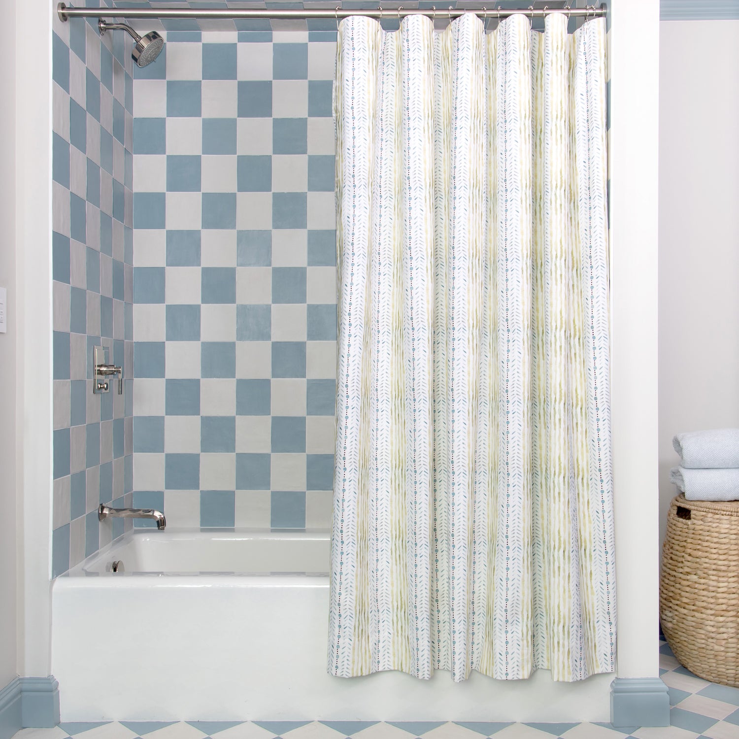 Subtle Botanical Line Printed Commercial Shower Curtains