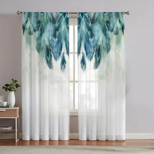Peacock Feather Pattern Printed Curtains