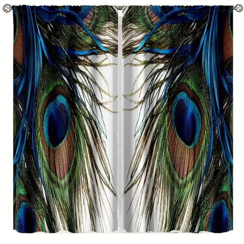 Peacock Feather Pattern Printed Curtains