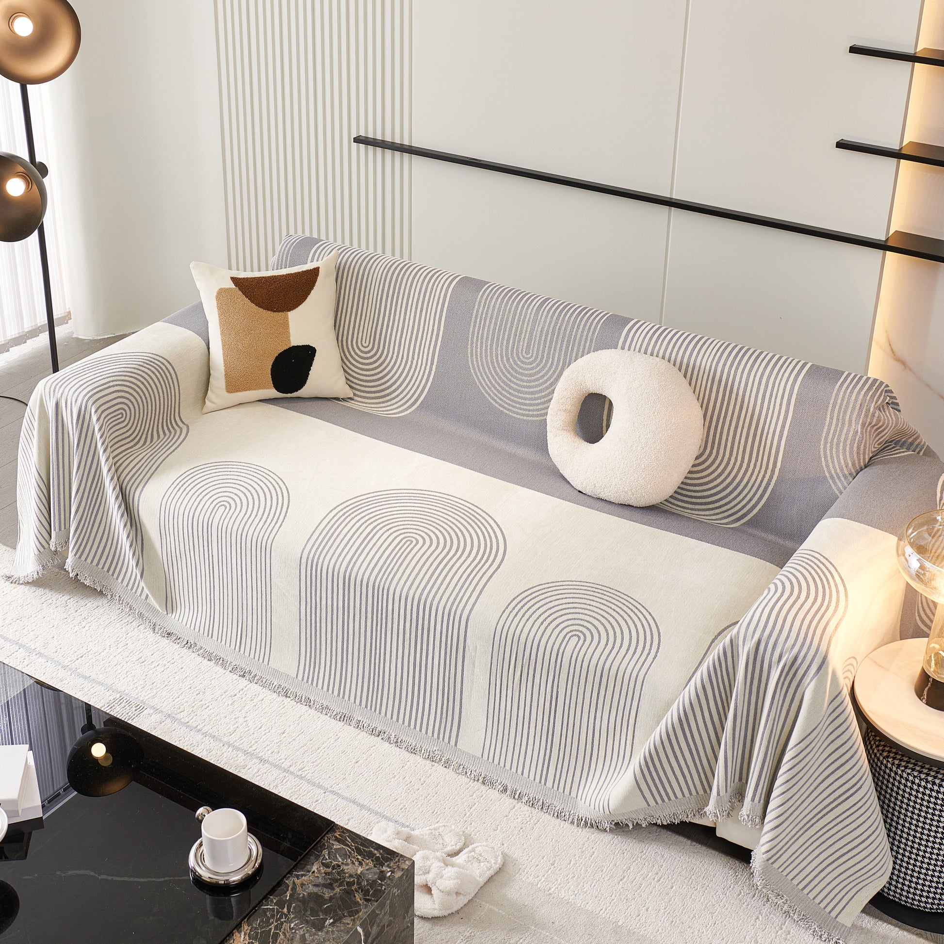 Minimal Line Pattern Sofa Throw Covers
