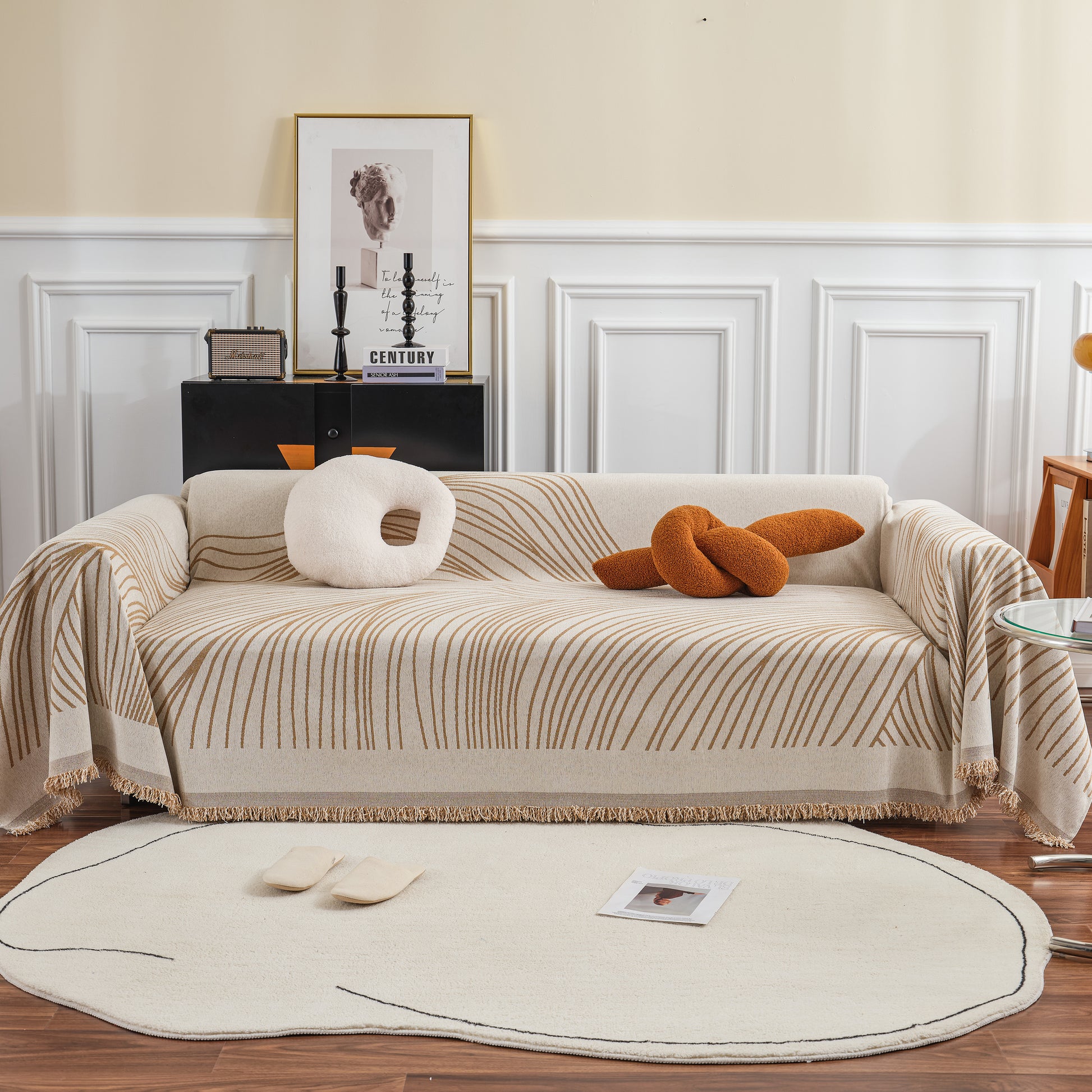 Minimal Line Pattern Sofa Throw Covers
