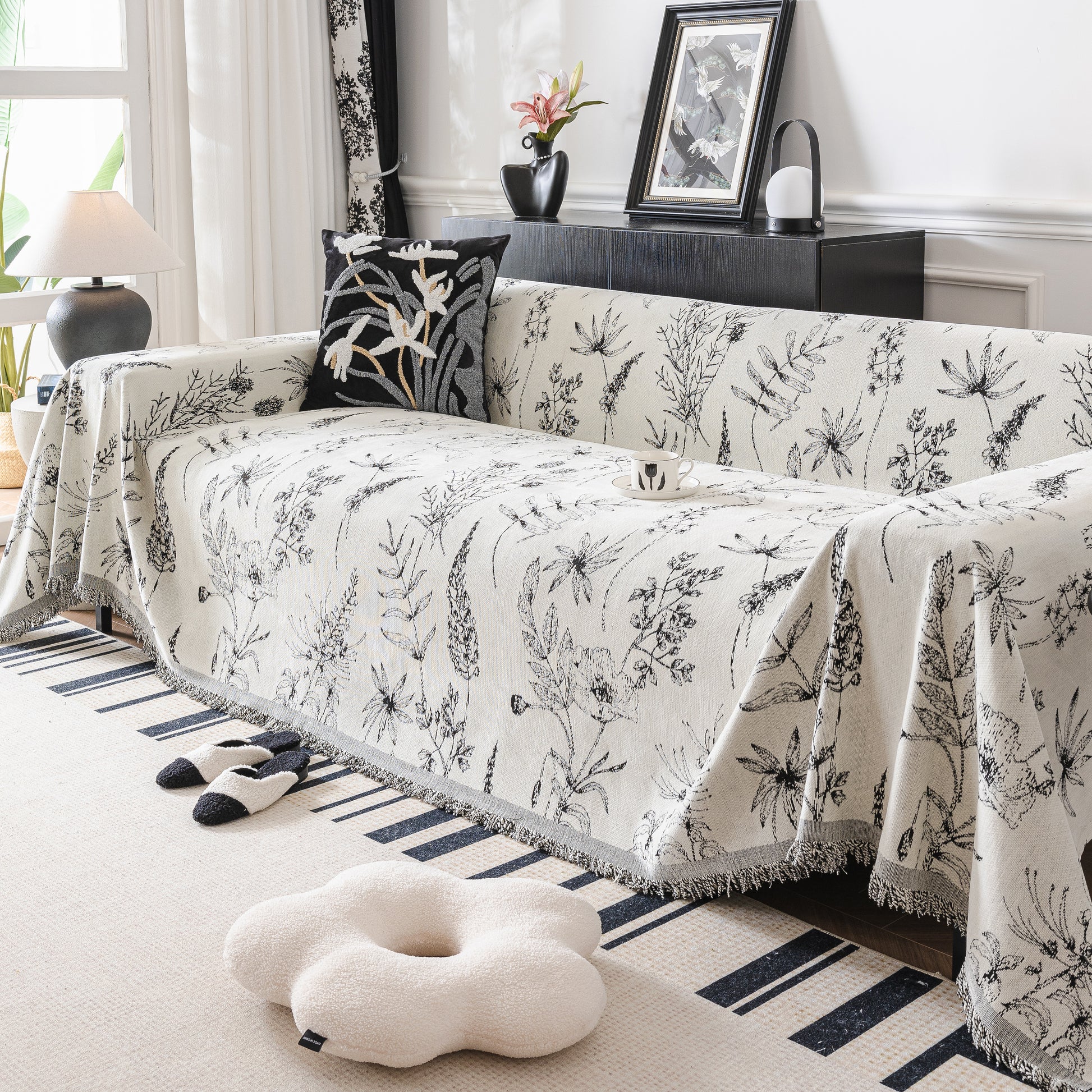 Vintage Floral Wave Pattern Sofa Throw Covers