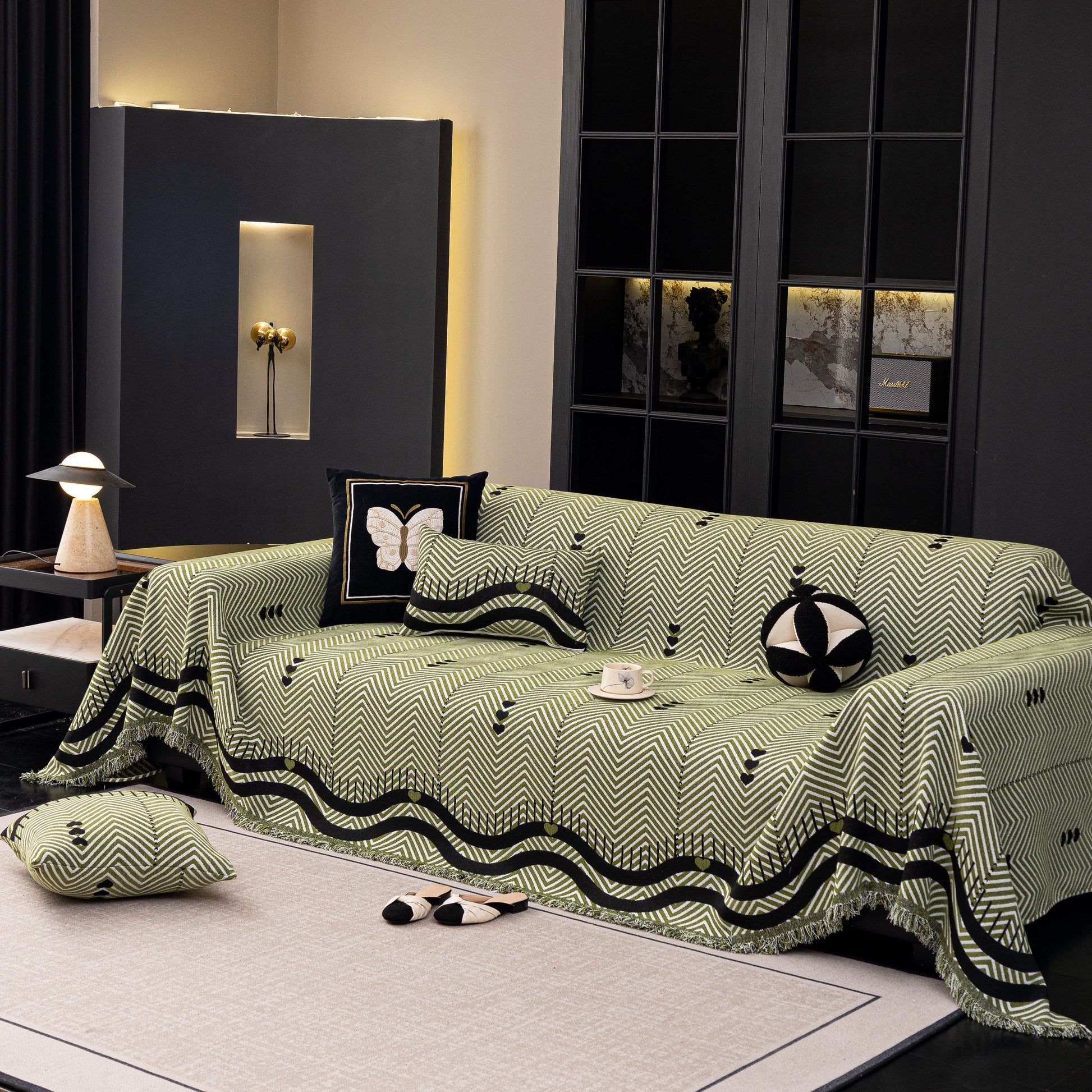 Vintage Floral Wave Pattern Sofa Throw Covers