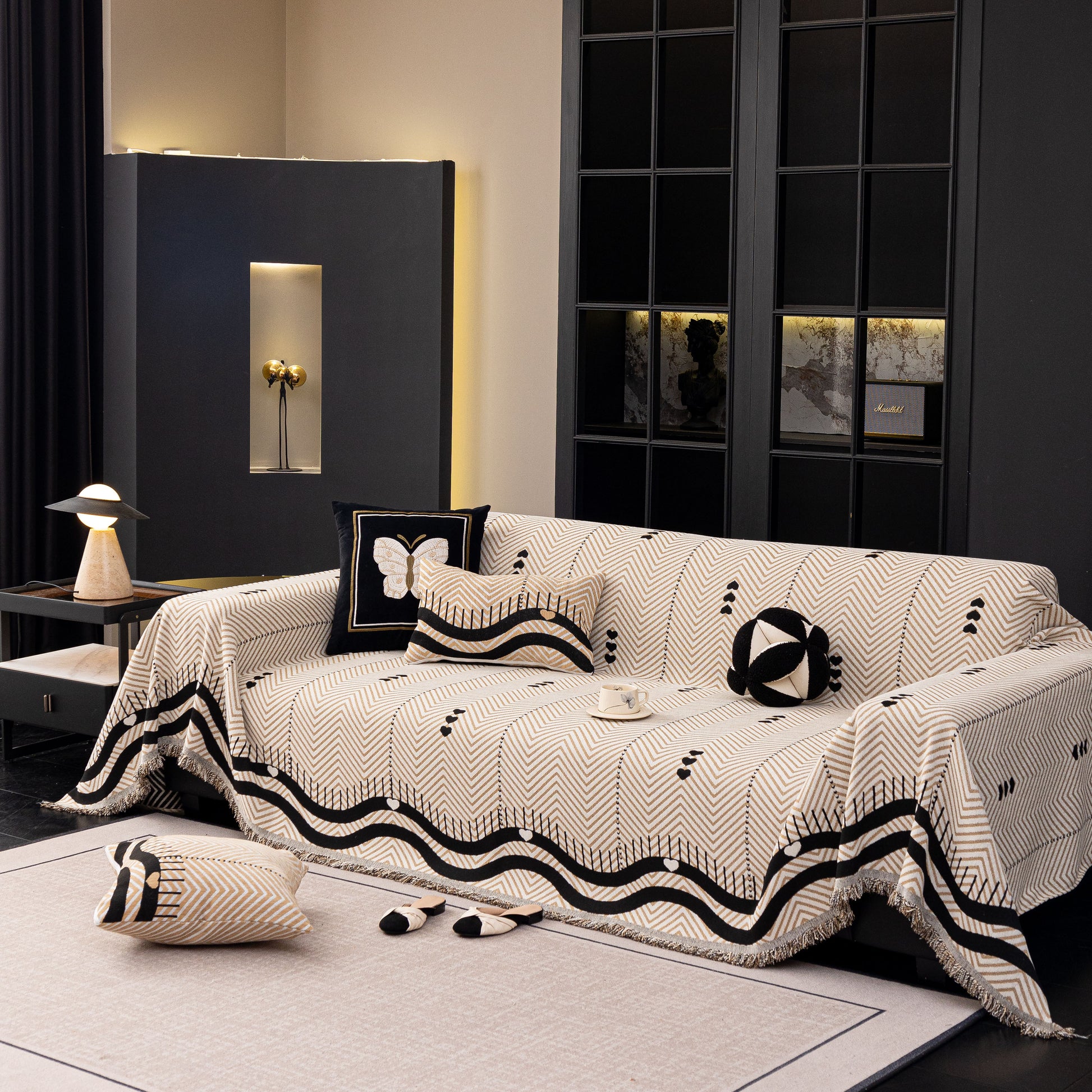 Vintage Floral Wave Pattern Sofa Throw Covers