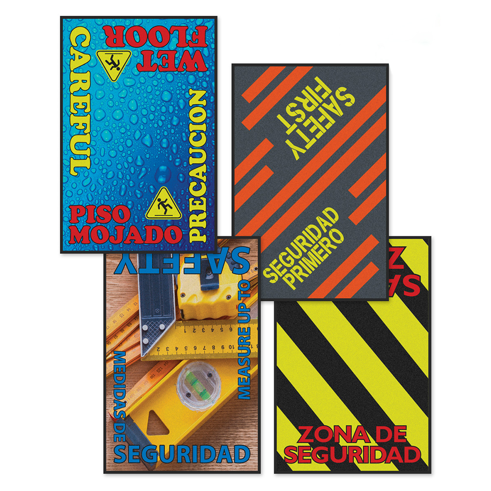 Safe Caution Slogan Printed Message Mats